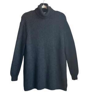 VTG DKNY Unisex Small Black Chunky Oversized Turtleneck Sweater Wool